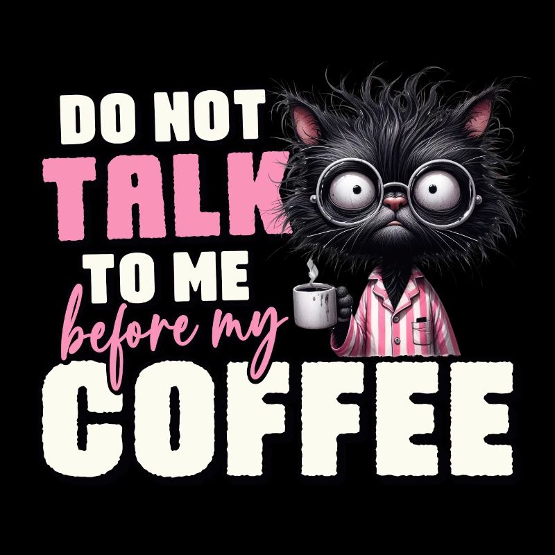 Morgenmuffel Katze mit Kaffee