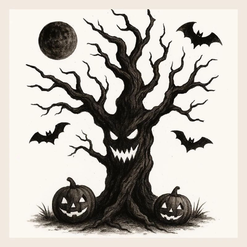 Arbre effrayant d’Halloween 31 octobre
