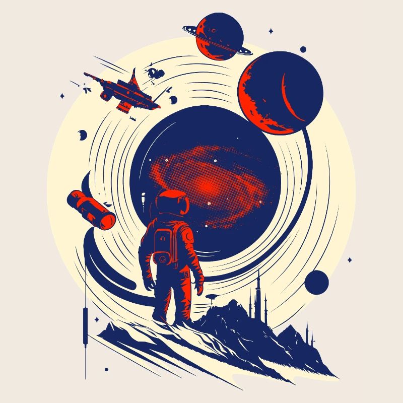 Astronaut am kosmischen Portal