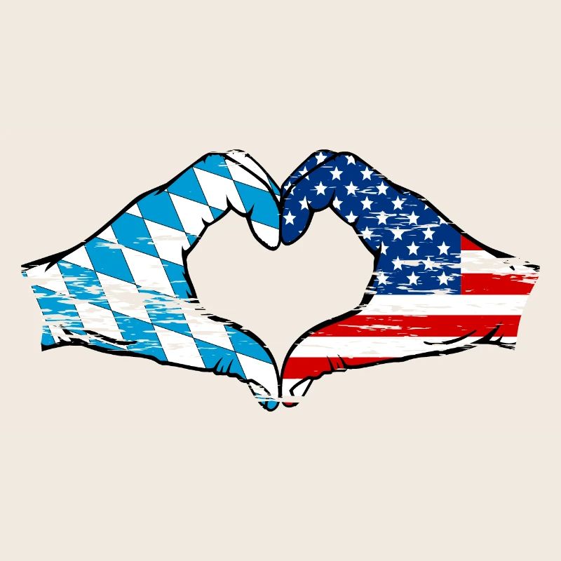 Bavière, USA, Drapeau, Mains, Forme de coeur Utilisé