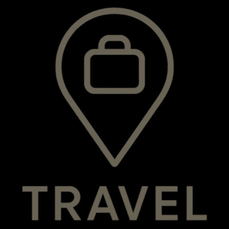 Minimalistisches Travel-Icon – Location & Koffer