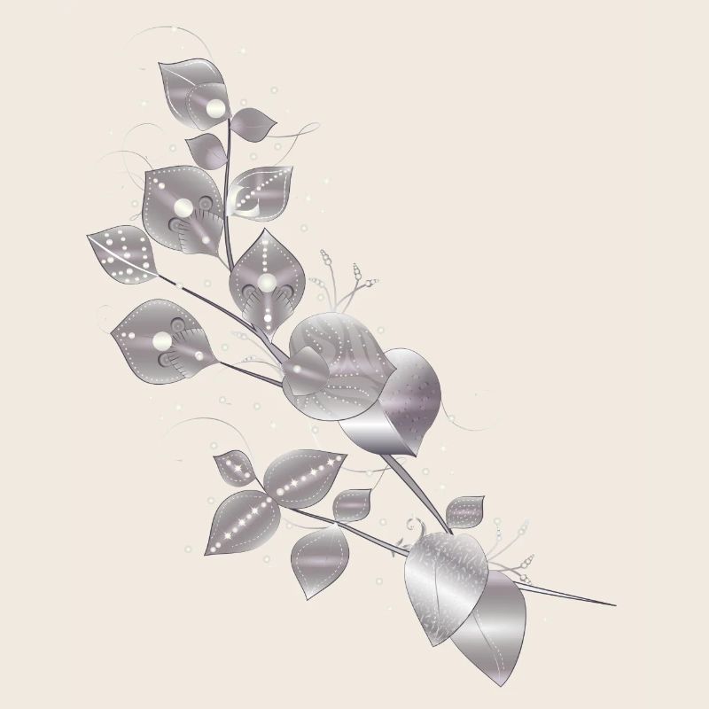 noble leaf tendrils in metallic silver look