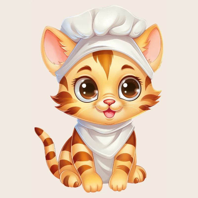 Cute Bengal Cat Chef Comic Design