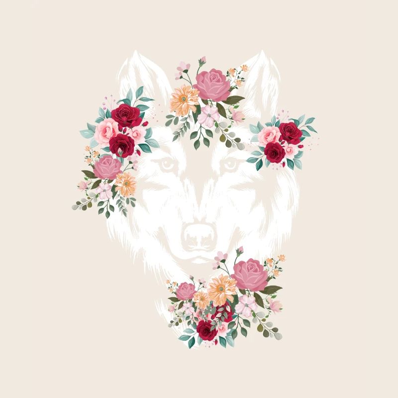 Wolf Wolfskopf Blumen Deko