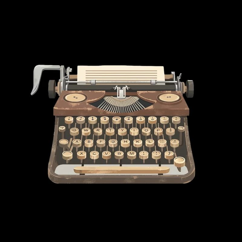 Machine à écrire vintage avec du papier en illustration 2D