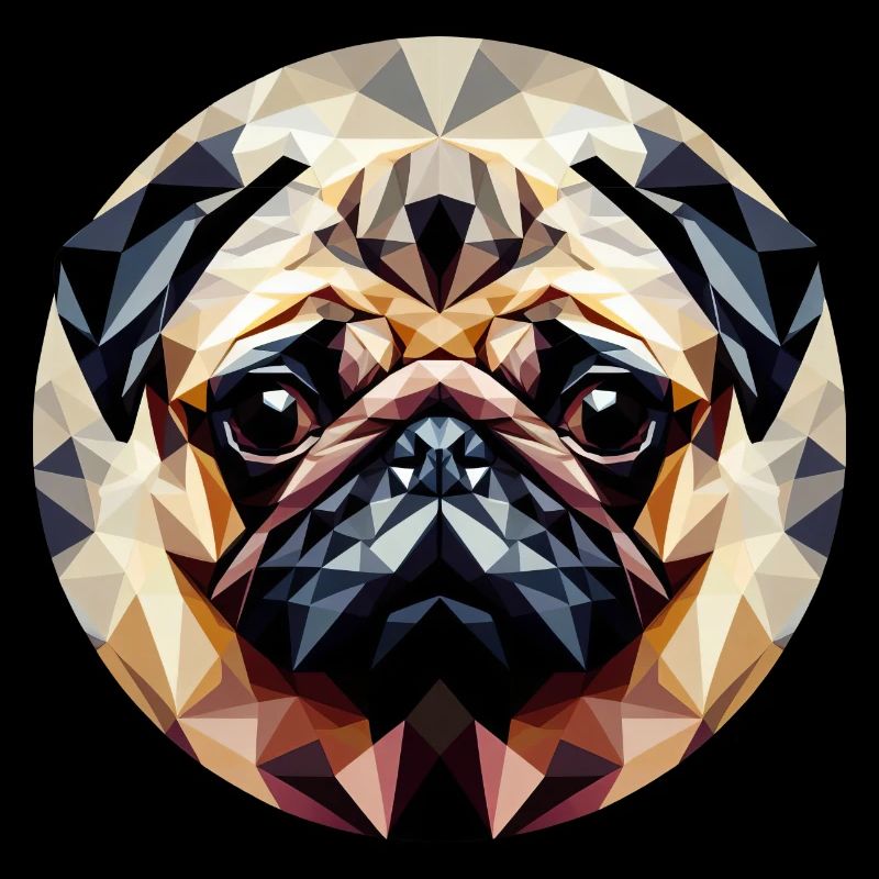 Polygoner Mops Hund Rund