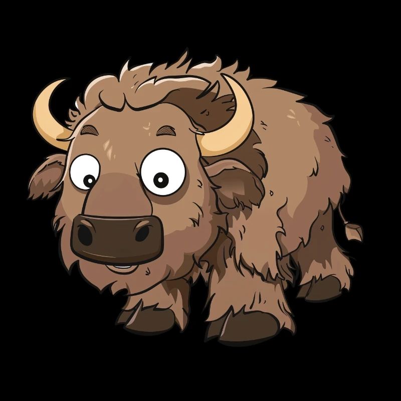 Verspieltes Bison Cartoon Charakter