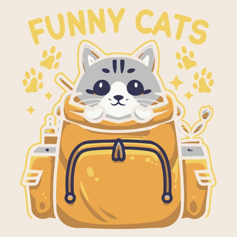 Funny with a cat looking regal in the backpack