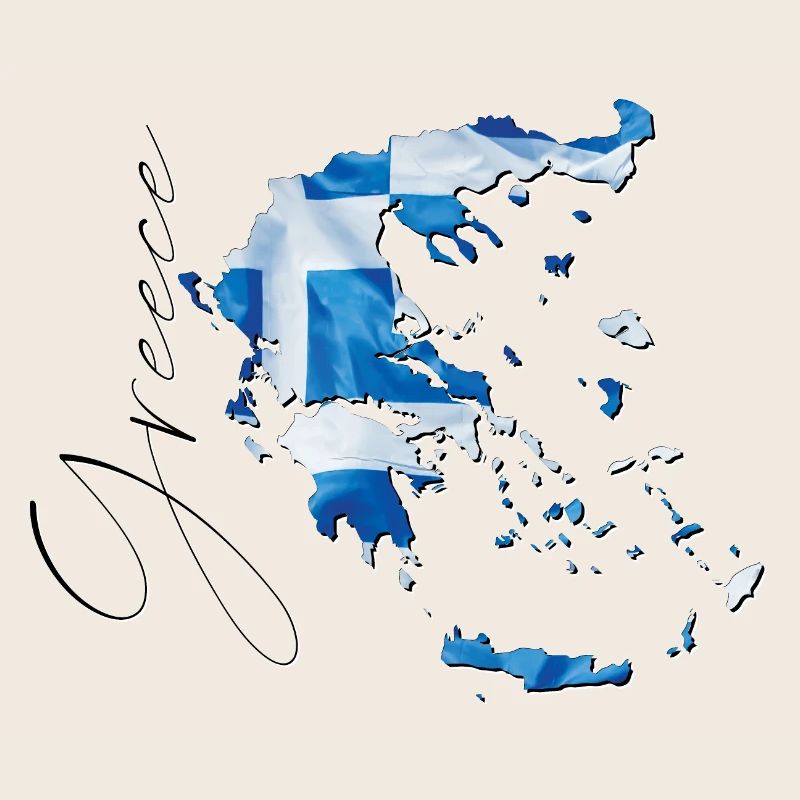 Drapeau de la Grèce en Grèce Carte EN