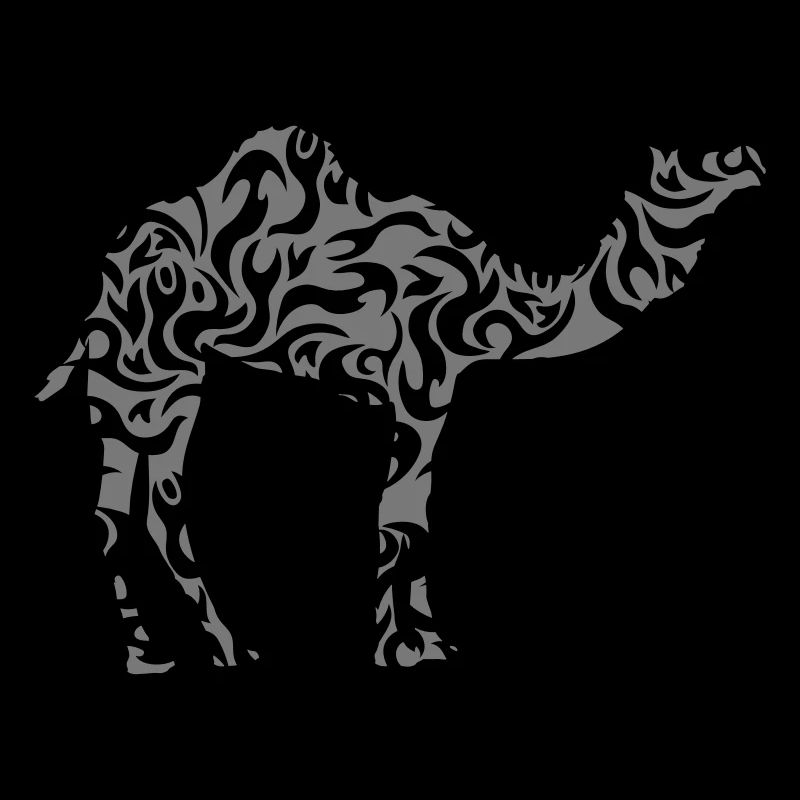 Beautiful Pattern Camel Silhouette Outline Black