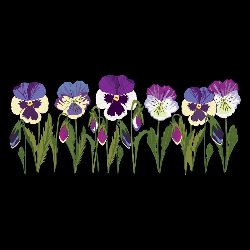 Rangée de fleurs de pensée en violet