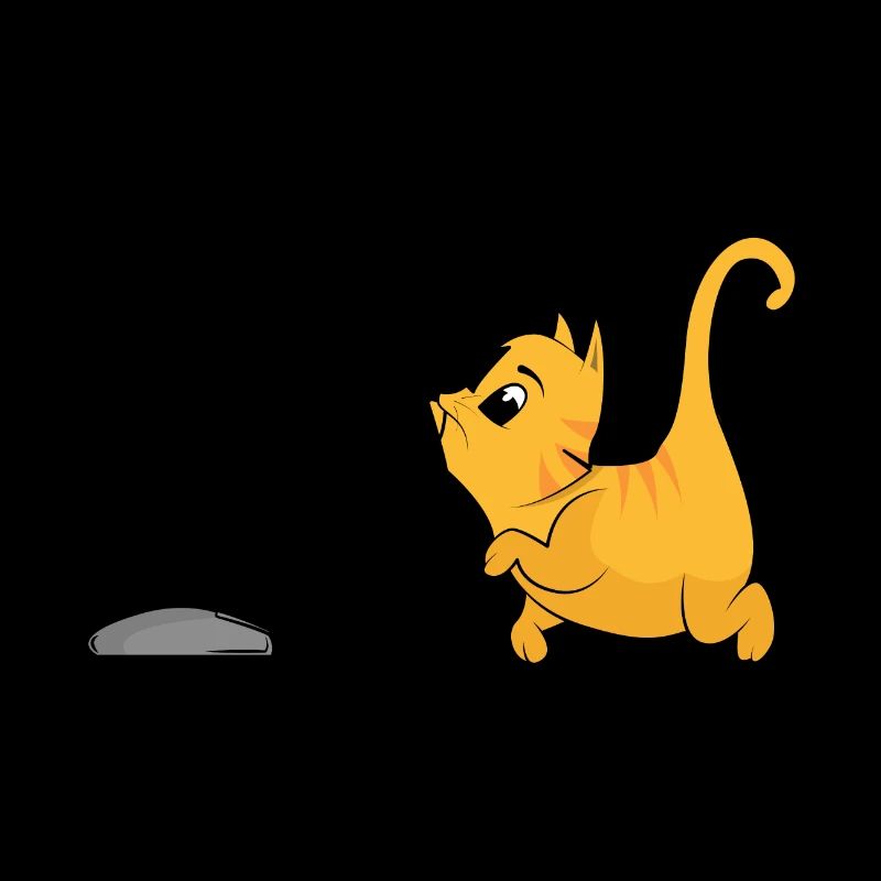 Cat catches computer mouse gift kitten
