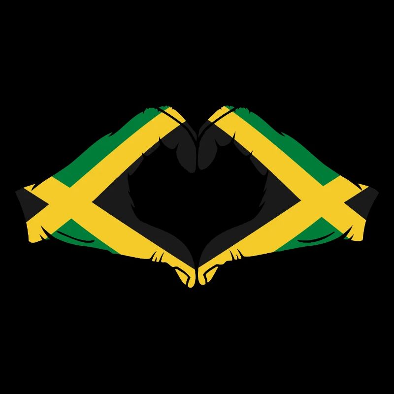 Drapeau de la Jamaïque mains forme coeur