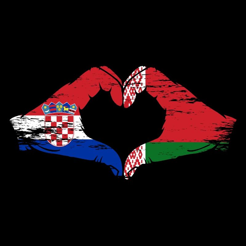 Croatie Biélorussie drapeau mains forme de coeur utilisé