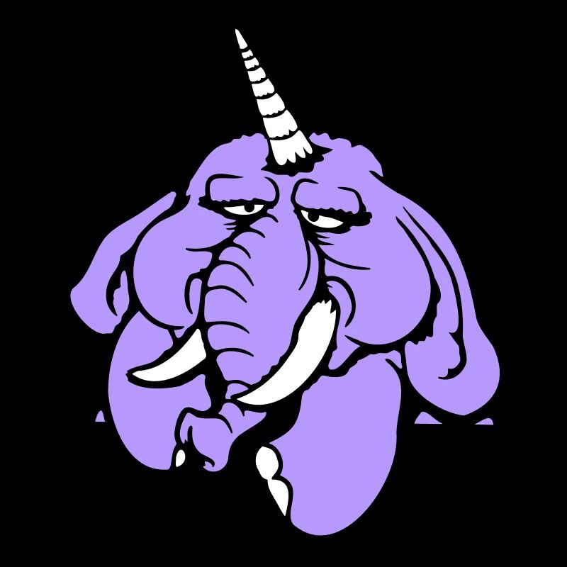 Unicorn, elephant, bad-tempered, angry, sad