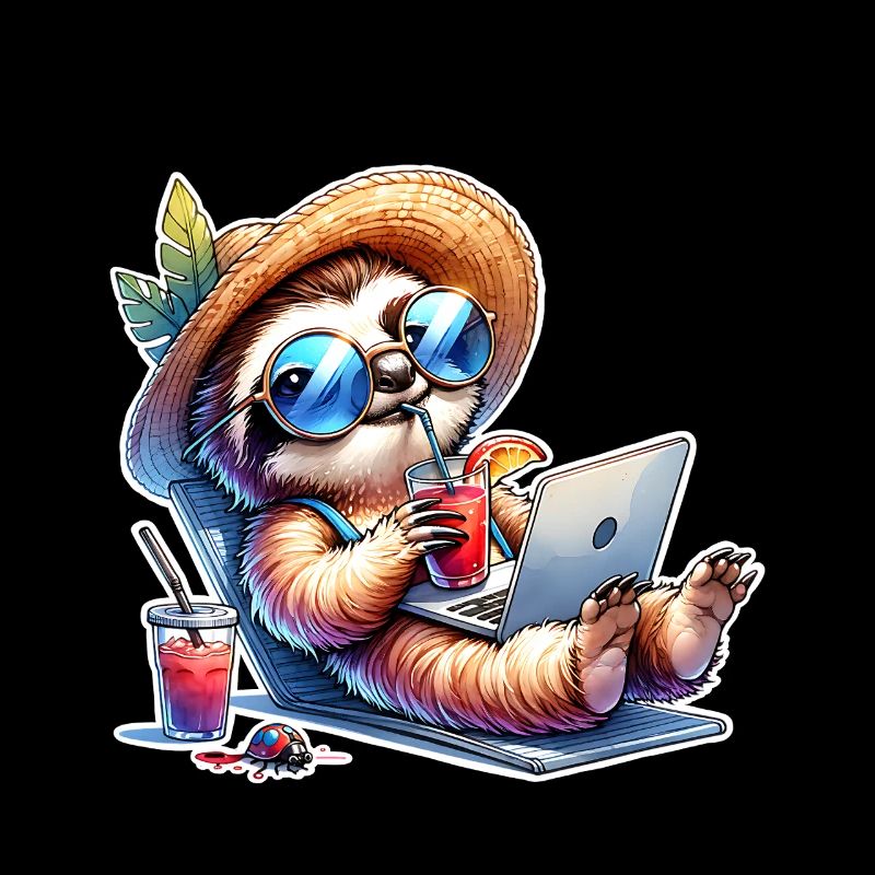 Sloth Laptop Cocktail Work