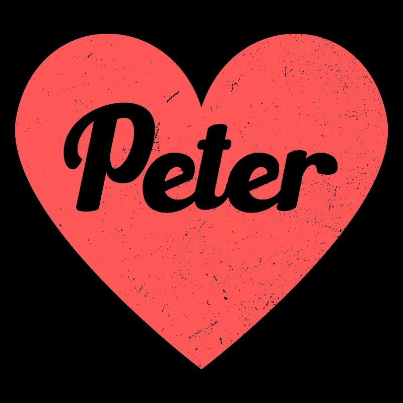 Peter Name Red Heart Love Fan Retro