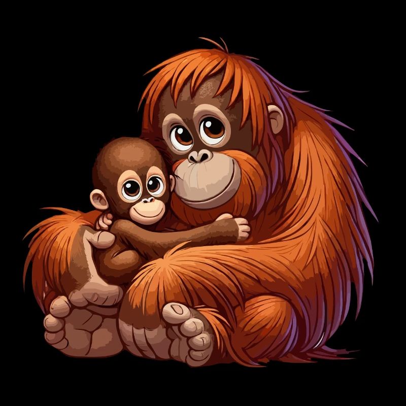 Orang-Utan-Mutter mit Kind