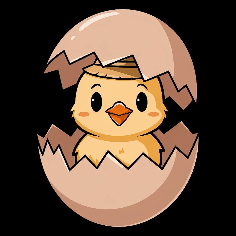 Poussin mignon avec chapeau en oeuf