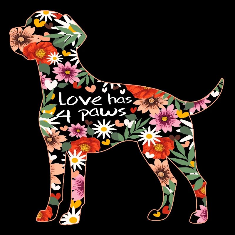 Labrador und Blumen