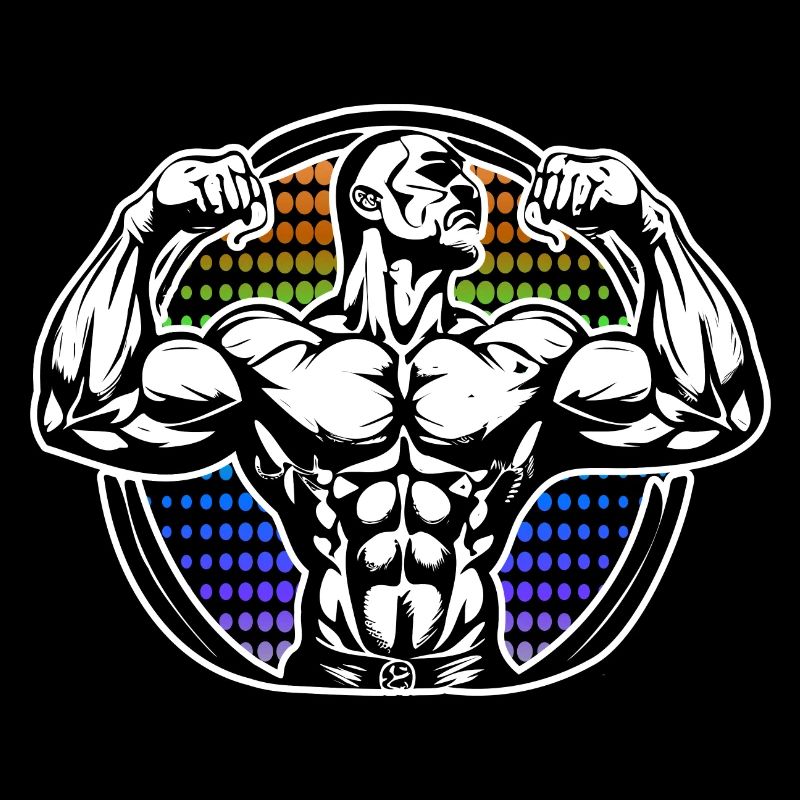 Kraftfigur im Rainbow-Halos Bodybuilder