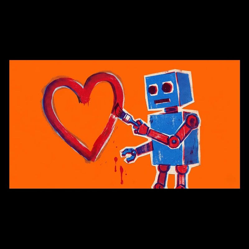 Robotherz auf Neonorange Hintergrund