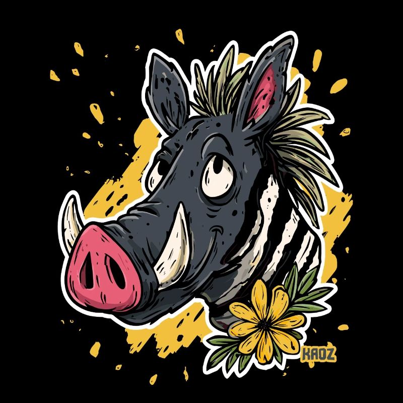 Dessin animé Warthog Fleur de zèbre