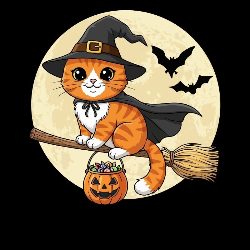 Chat mignon sorcière Halloween