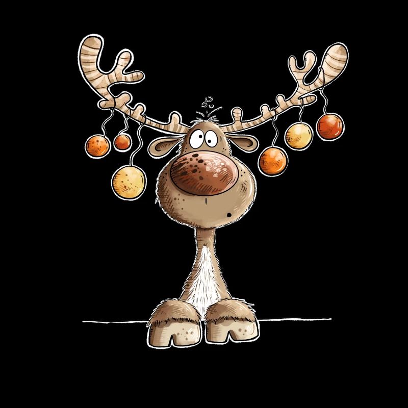 Niedliches Rentier mit Weihnachtskugeln