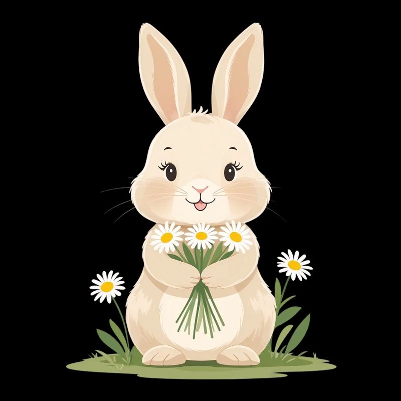 Delicate bunny with daisies