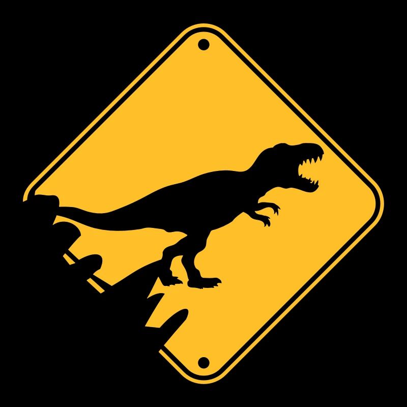 shield danger warning danger caution caution t-rex