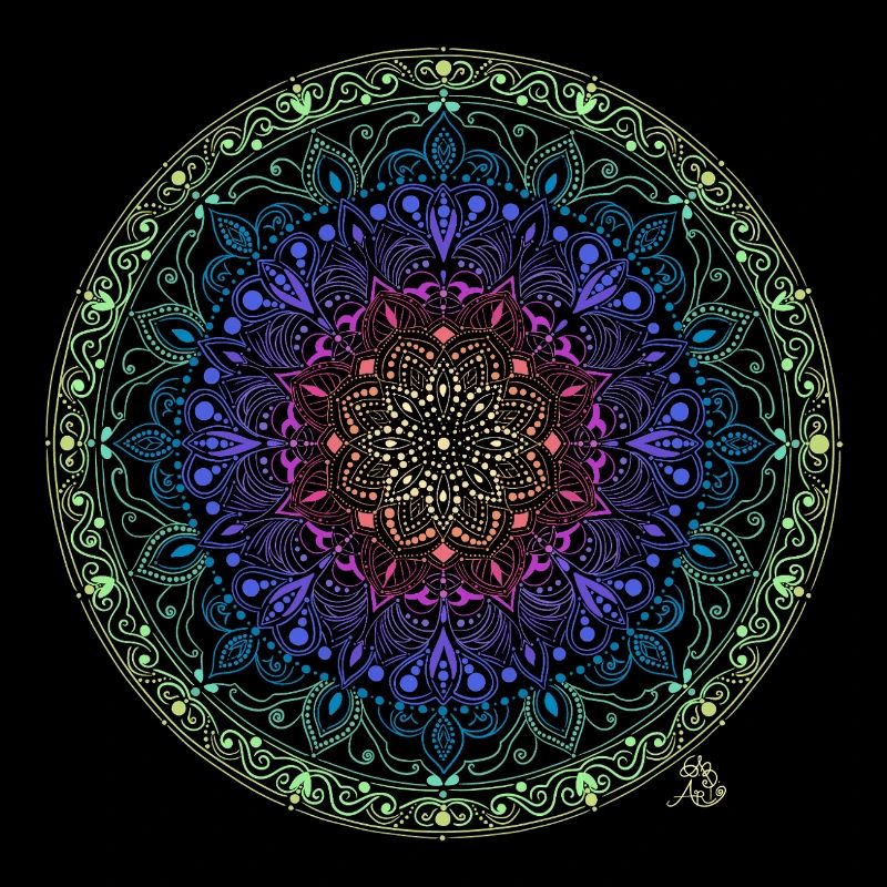 Fusion de mandala arc-en-ciel