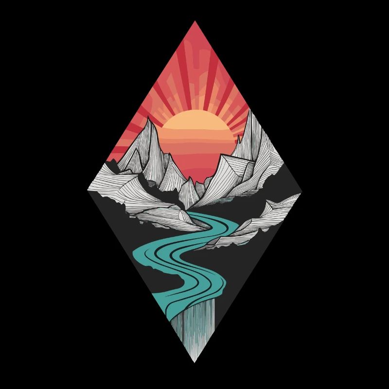 Abstract mountain landscape with sunrise