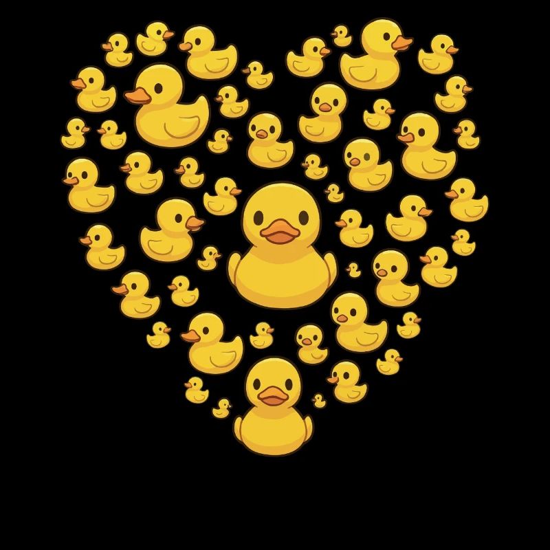 Yellow Rubber Ducks Heart Shape Cute Duck Lover