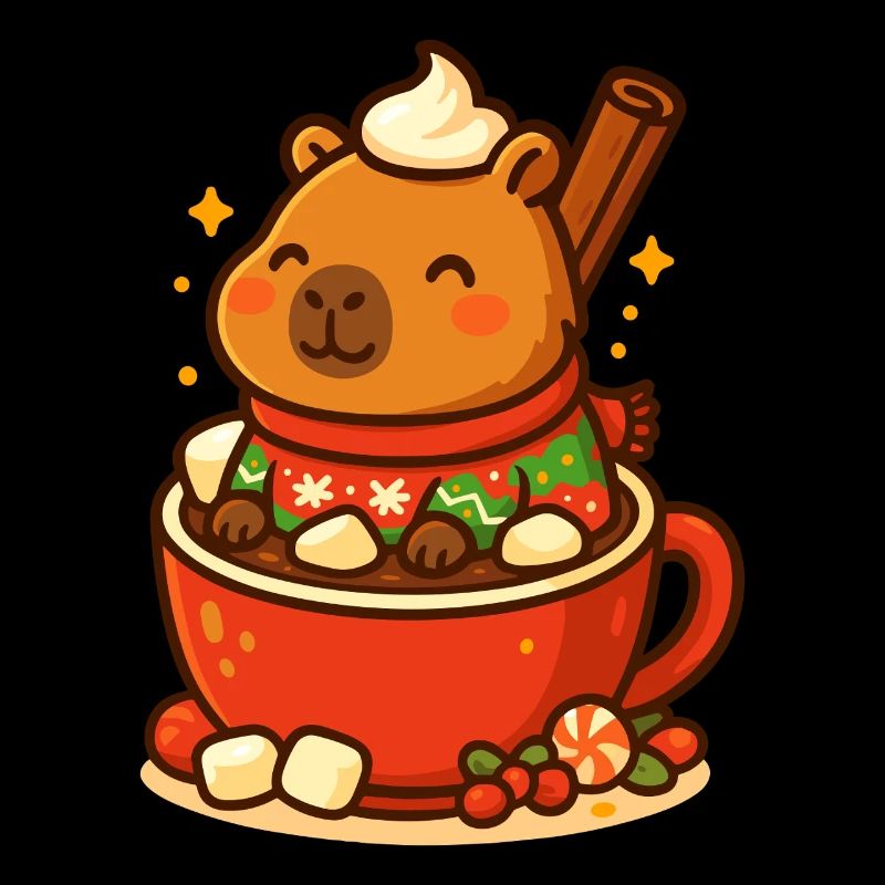 Capybara dans un chocolat chaud – Motif de Noël