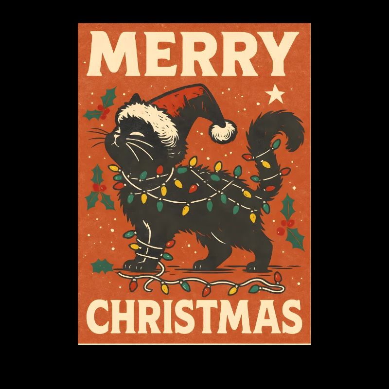Joyeux Noël chat avec des lumières