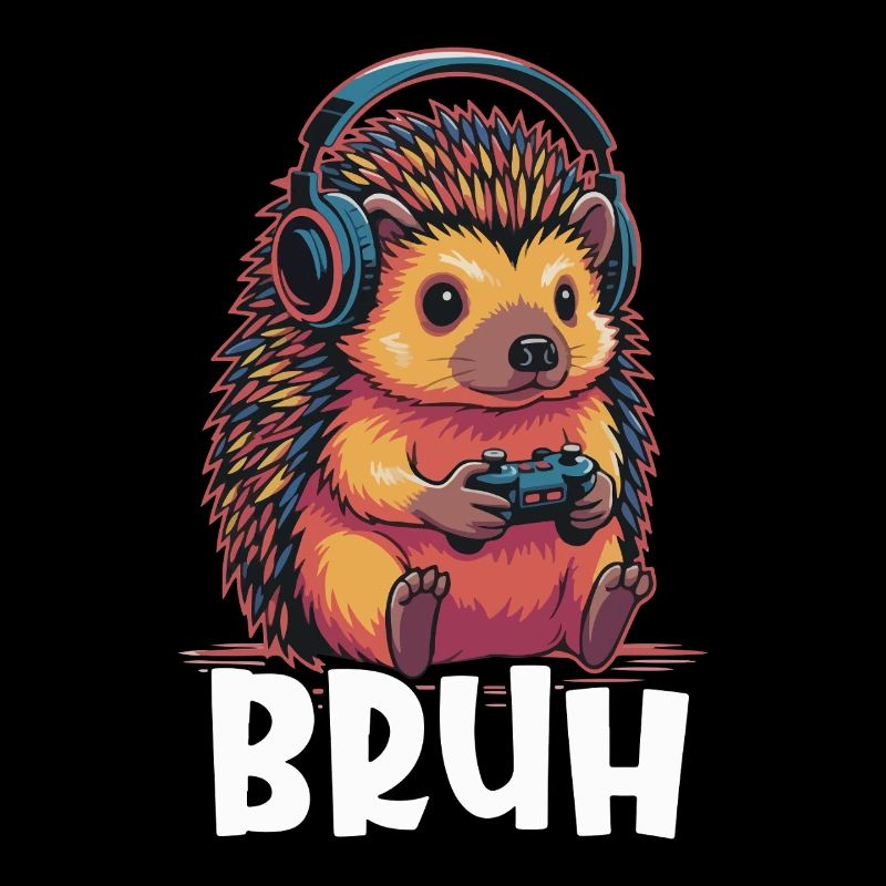 Gamer Igel mit Kopfhörern