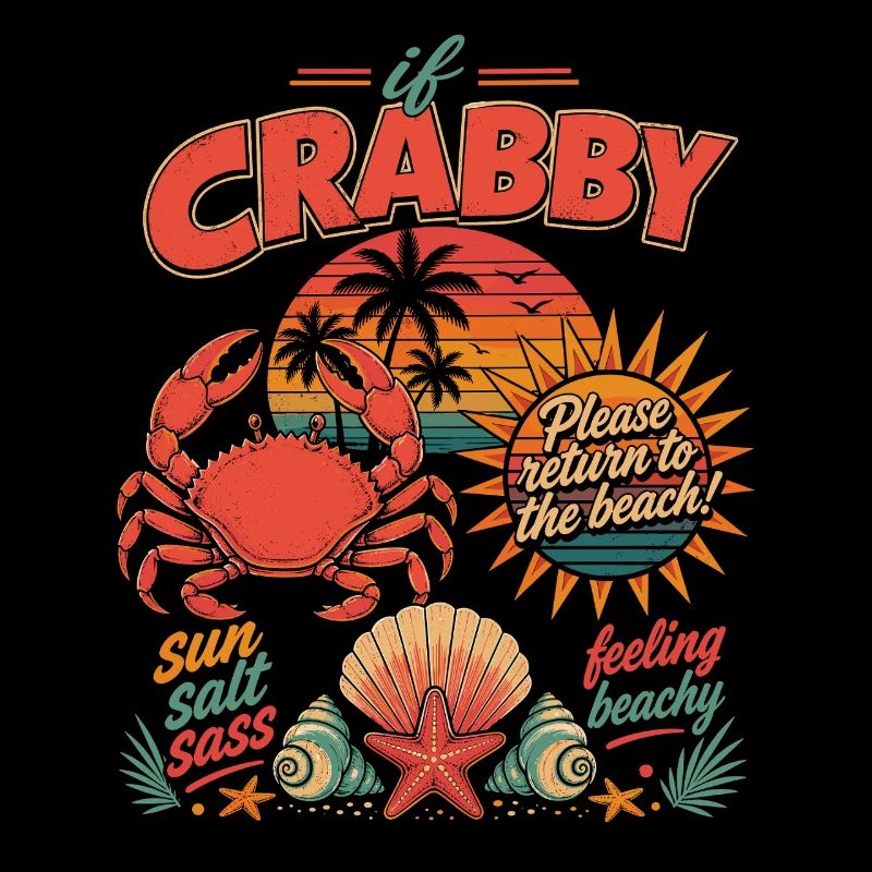 Si Crabby Beach Retro Sunset