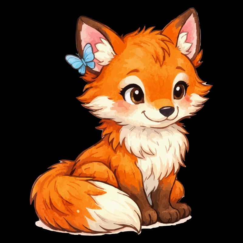 Renard vif avec papillon