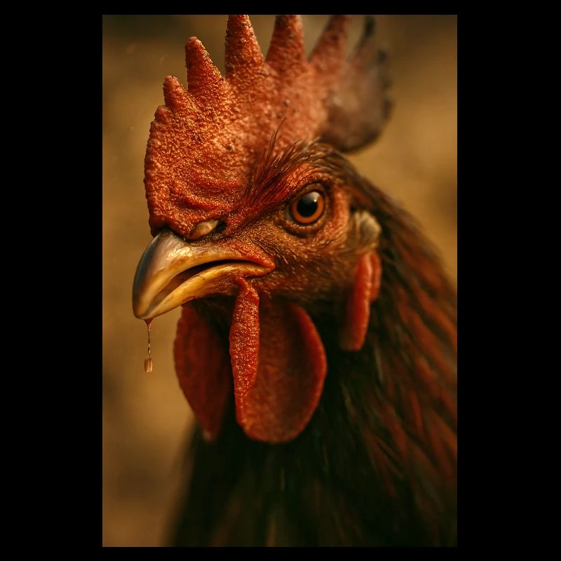 Vue rapprochée du coq avec un rayon