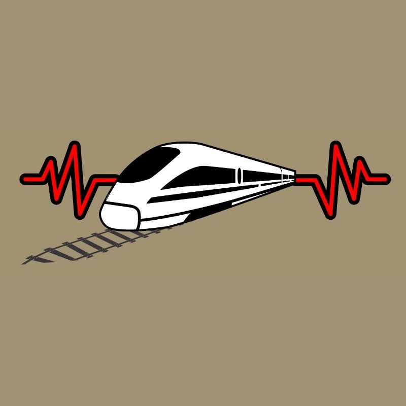Heartbeat with train - railway worker, train driver design