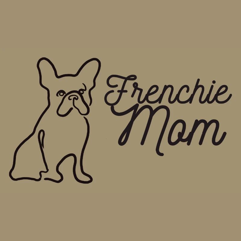 Frenchie Mom Silhouette Script Lineart