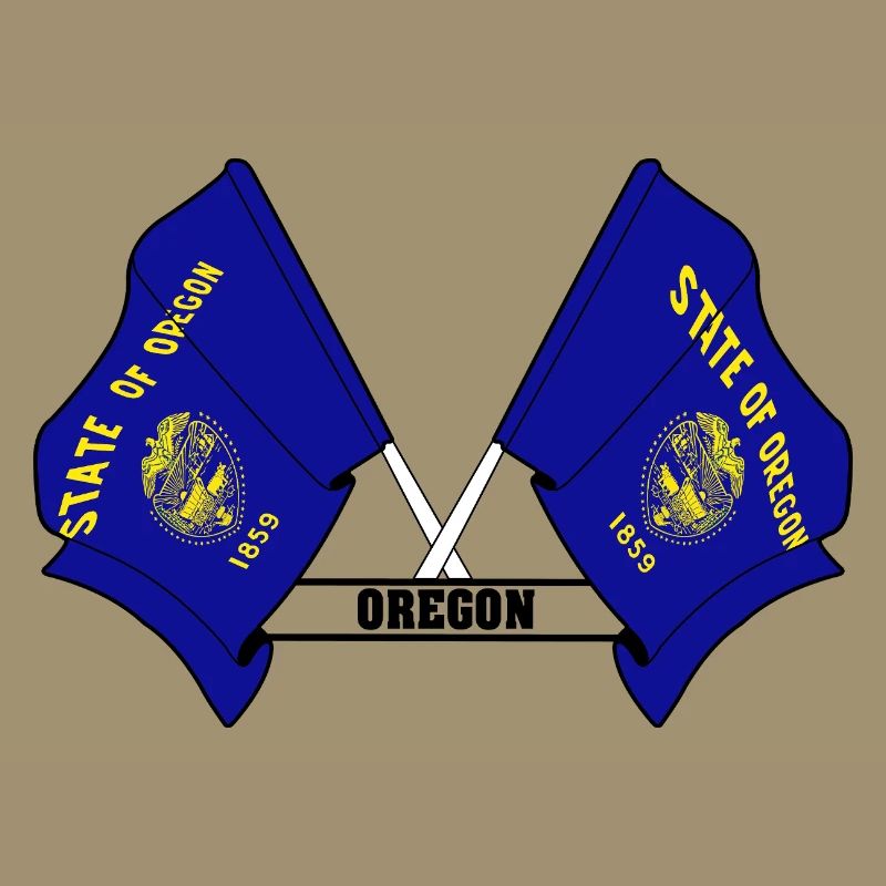 Two flags text OREGON