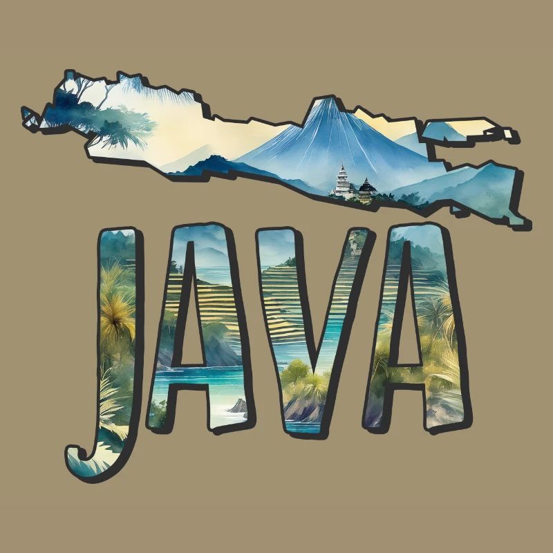 Carte aquarelle Java