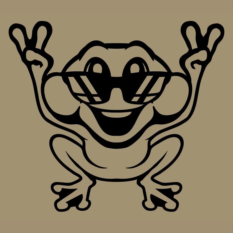 Frog Toad Cool Sunglasses Victory Peace Hands