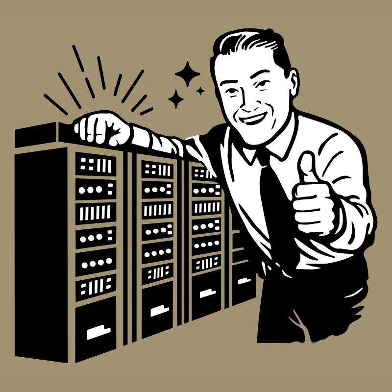 Retro IT-Admin lächelt – Vintage Tech Support