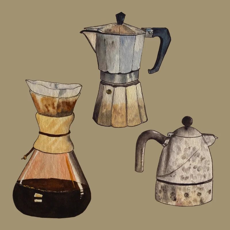 3x Kaffekannen Kaffee Elexier des Lebens