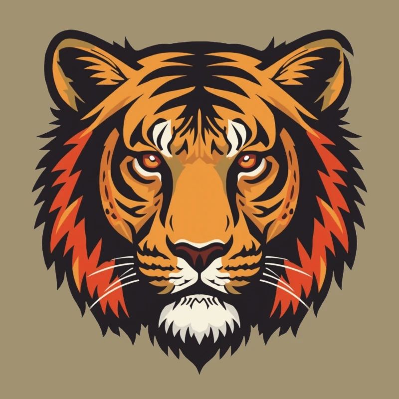 Expressive tiger head impression