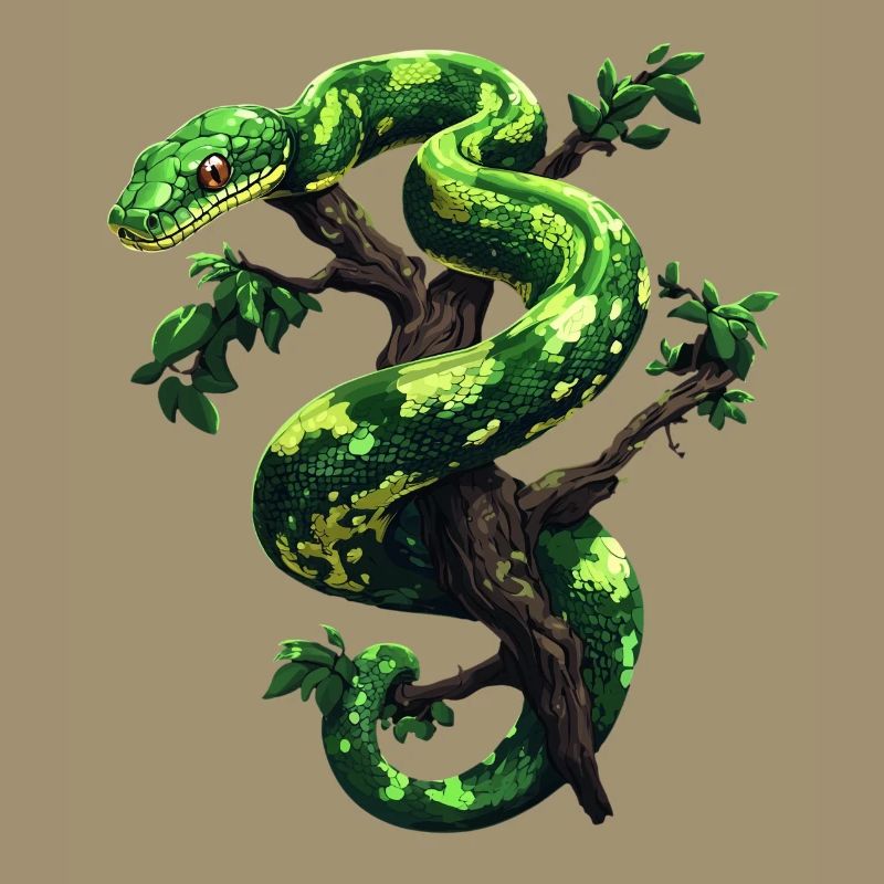 Arbre vert Python Serpents Amoureux Terrarium