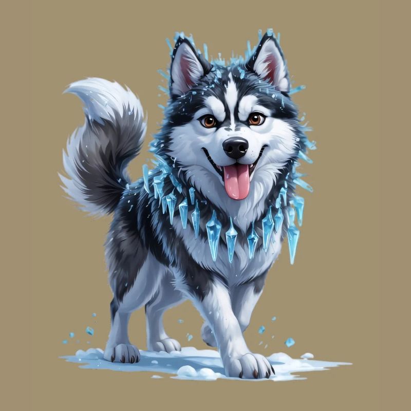 Eis Husky mit Eiskristallkette